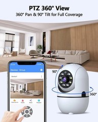 Indoor Camera WiFi Security Camera 360° Pan Tilt Baby Pet Monitor Night Vision
