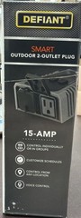 Defiant Smart Wi-Fi Bluetooth Outdoor Plug w/ 2 Outlet Black 15A 120V