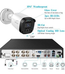 OOSSXX 5MP 4CH DVR Security Camera System 4x Bullet Cameras 1TB HDD Wired CCTV