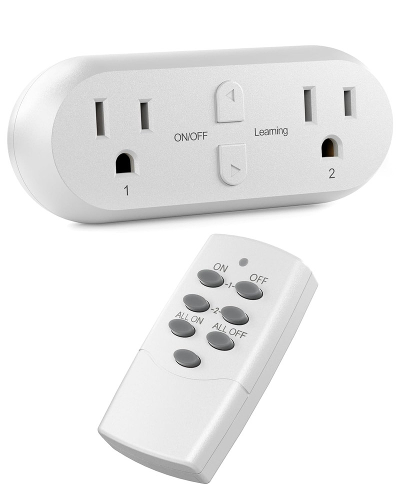 Wireless Remote Control Outlet with 2 Individual Switch Control, Compact Design
