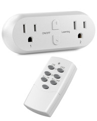 Wireless Remote Control Outlet with 2 Individual Switch Control, Compact Design