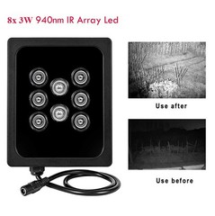 High-Power 24W 940nm infrared IR Illuminator Light 90° for CCTV Cameras +Adapter