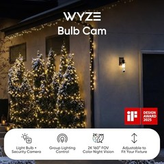 WYZE Bulb Cam Security Camera, 2K HD Outdoor 2.36*2.36*8.27 inches, White
