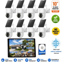 CAMCAMP Wireless Solar Security Camera System 4MP Outdoor with NVR 500GB HDD Kit