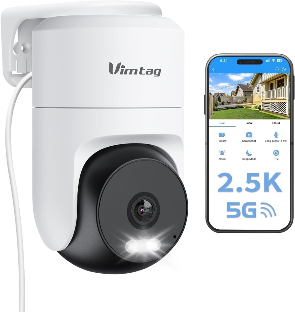 300° Pan Wireless Outdoor Security Camera, No Subscription Free 7-Day Cloud/S…