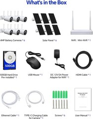 4MP Wireless Security Camera System Wifi Solar Battery Powered 2 Way Audio Cams