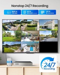 ZOSI 5MP H.265+8CH 1TB DVR Wired Security Camera System 8x 1080P Pan Tilt Camera