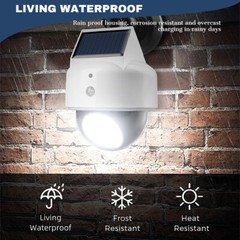 Solar Wall Light Dummy Cam Fake Security Dome Camera Flashing Red LED Flood Lamp