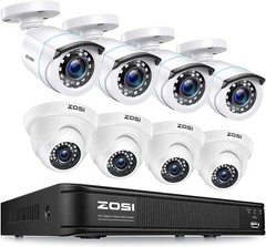 ZOSI H.265+ 5MP Lite 8CH DVR 1080p HD Outdoor IR HomeSecurity Camera System Kit