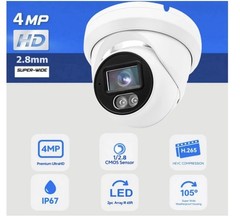 4MP PoE IP Turret Dome Camera 2.8mm Full Color w/ Audio IPC-Y4T28A-C