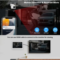 Wireless Security Camera System with Monitor Outdoor 4 WiFi Cameras Home LCD NVR