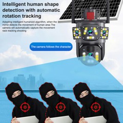 Dual Lens 4K WiFi Solar IP Camera Wireless Outdoor CCTV PTZ Home Security Cam US