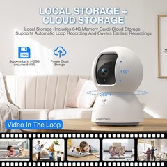 3K Indoor with 64GB Card, Human/Pet/AI Detection, Dog/Cat/Pet Indoor with APP…
