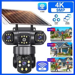 9MP Solar Security Cameras Wireless Outdoor WiFi Night Vision 32GB Surveillance