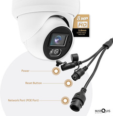 H Series 8MP 4K IP Camera PoE Turret Color Night Vision Outdoor w/ audio 2.8mm