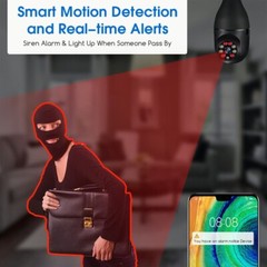 Bulb-Style Wireless Camera – Black, Home/Office Security Surveillance Camera