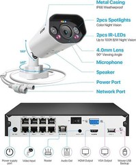 ZOSI 4K 8CH/16CH PoE Security IP Camera System Outdoor NVR AI Color Night Vision