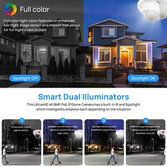 Vikylin 8MP Dual Light Color+IR POE Mini Dome 4K Camera Onvif MIC Speaker 2.8mm