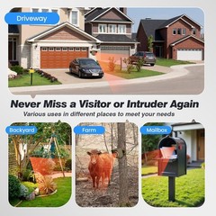 Solar Driveway Alarm Wireless Outside 1/2 Mile Long Range, 3 Sensitivity & Weath