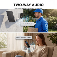 2PK Wireless Solar Camera 3MP WiFi Home Security Camera Battery Powered SD/Cloud