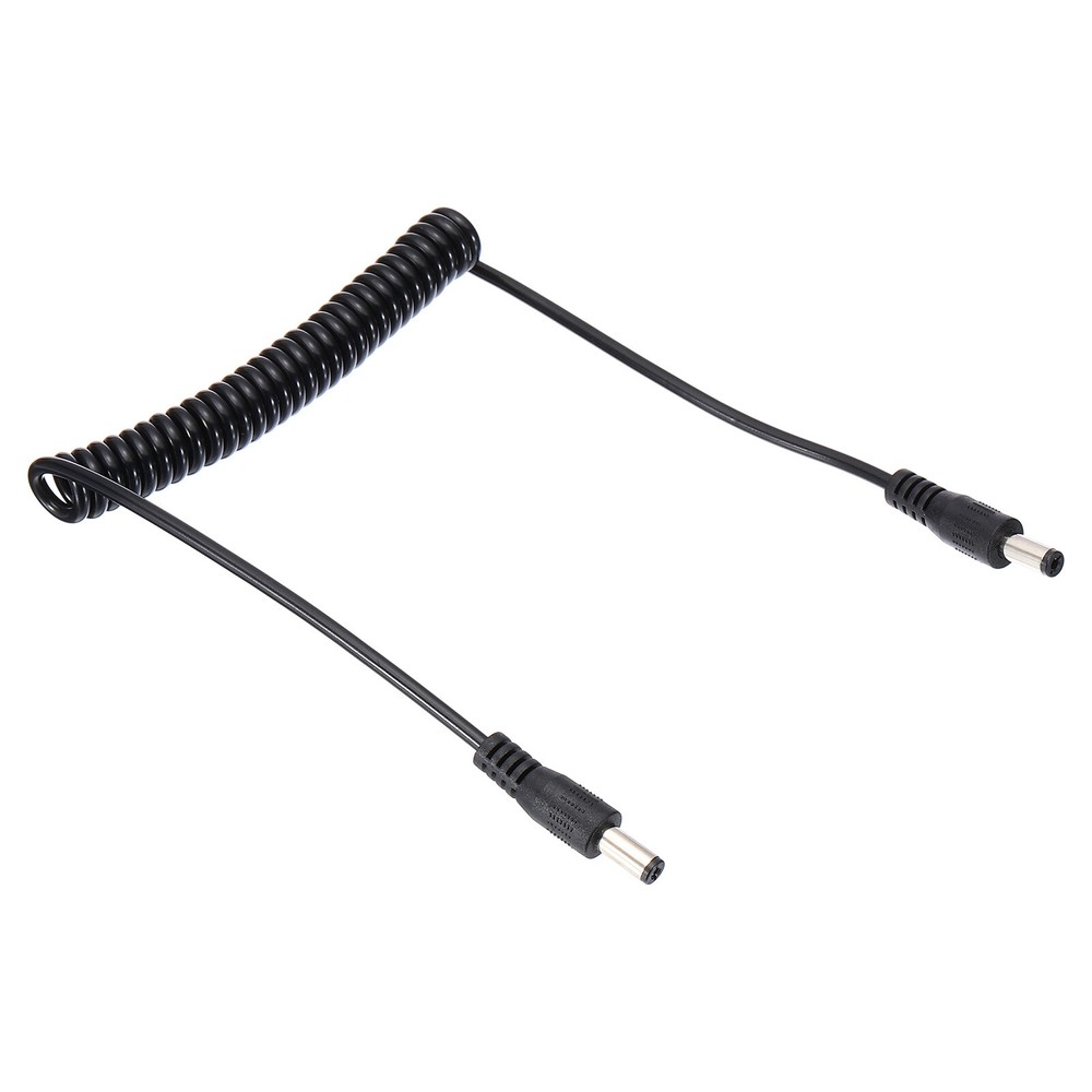 5Ft 5.5mm x 2.1mm Male to Male DC Power Cable Coiled Extension Cable Cord