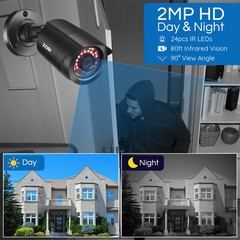 ZOSI 8CH 5MP Lite DVR 2MP Home Security Camera System 24/7 Remote IR Night CCTV