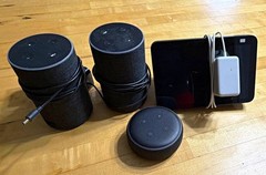 Amazon Echo Smart Speaker Lot w/ Power Adapters, Alexa Wireless, Black/Gray
