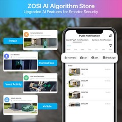 ZOSI 5MP PT WiFi Wireless Security Camera Audio AI Human Detect Night Vision