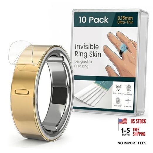 Ultra-Thin Clear Skin Cover for Oura Ring Gen 4/4 Ceramic/Oura Gen 3, Size 7