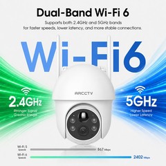 ARCCTV 4MP WiFi6 Wireless Outdoor Security Camera Solar Battery Powered PTZ Cam