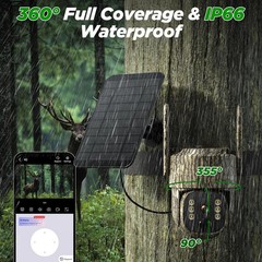 6W Solar Power Panel 4G LTE Dual Lens PIR Trail Camera 300M SIM Card 15000mAh