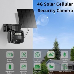4G LTE Solar Powered Outdoor Security Camera – No WiFi Needed, 2K Night Vision