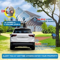 Wireless Driveway Alarm System – Solar Motion Sensor & Detector, 1/2 Mile Range,