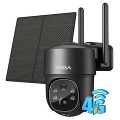 Xega 4G LTE Cellular Security Camera Solar with SIM Card,Wireless Outdoor No …