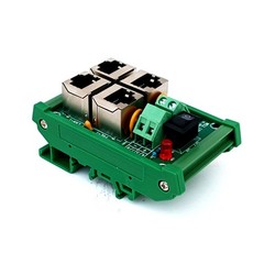 DIN Rail Mount 2 Ports Passive RJ45 PoE Power Over Ethernet Injector Module.