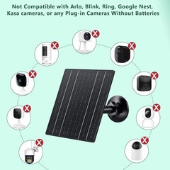 USB C Solar Panel for 5V Rechargeable Battery Security 1 10W-Black-ETFE