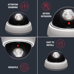 SABRE HS-FSCD Fake Security Camera Dome Style Decoy with Flashing Red LED Light