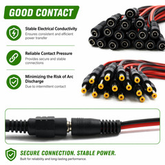 Lot 18AWG DC Power Pigtail Cable Plug 12V 5A Male & Female Pack 2.1mm x 5.5mm