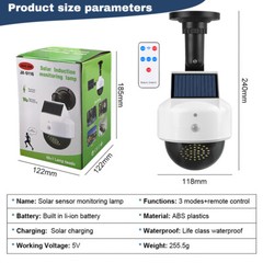 Solar Wall Light Dummy Cam Fake Security Dome Camera Flashing Red LED Flood Lamp