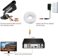 10FT CCTV Cable Security Camera Siamese Wire BNC DC Power Video White Black Lot
