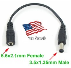 7″/17cm DC Power 5.5×2.1mm (F) to 3.5×1.35mm (M) Converter Cable (DC35135)