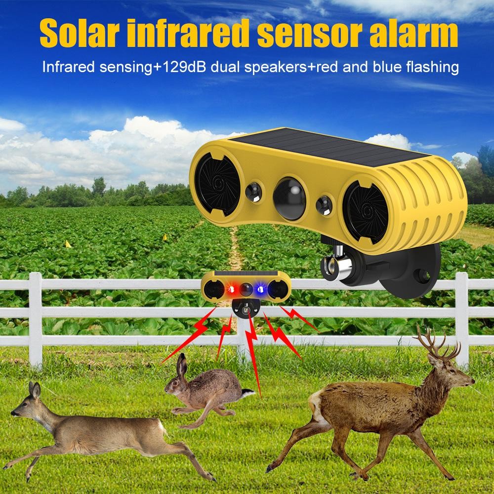Solar Motion Sensor Alarm 2*130db Ultrasonic Siren Outdoor Motion Detector Alarm