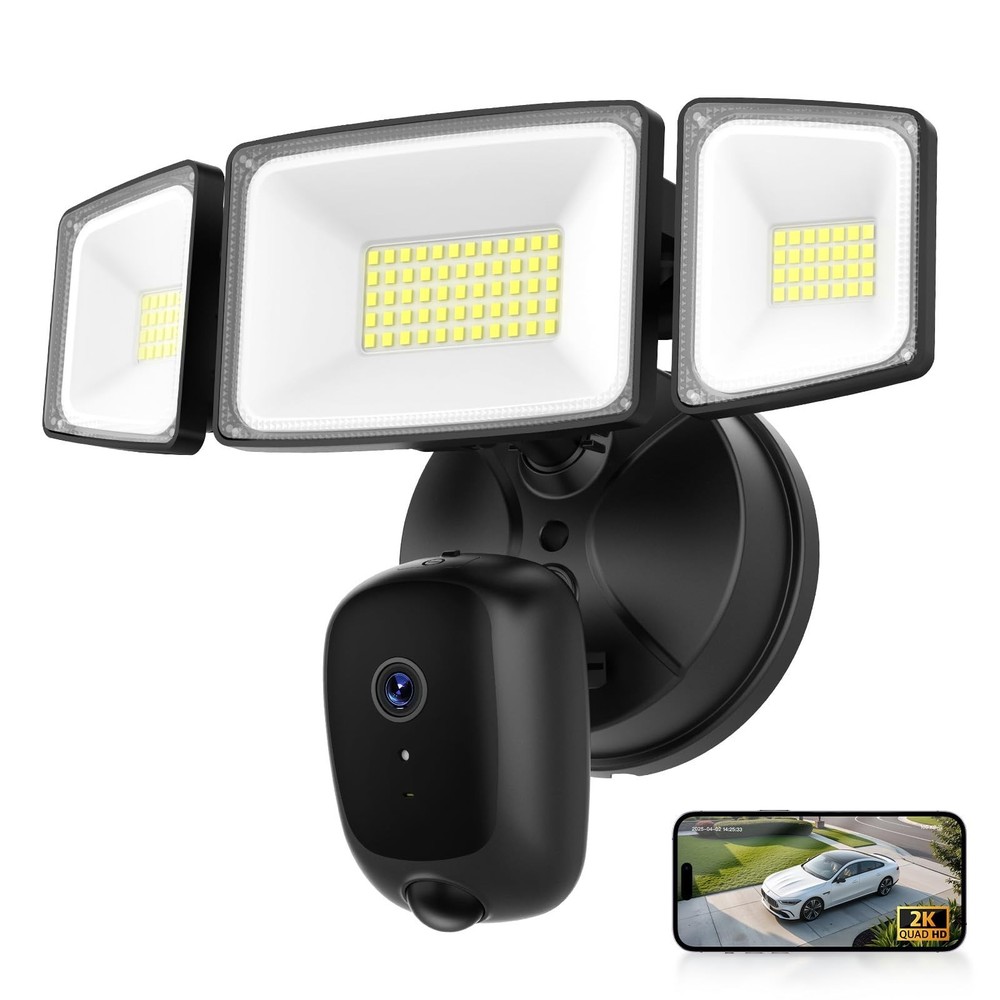Onforu Hardwired Floodlight Camera Outdoor, 5500LM 2K HD Security Camera with Li