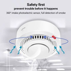 1PC Smart WiFi Smoke Sensor Fire Protection 85dB Sound Security System Control