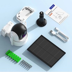 TMEZON Wireless Solar&Battery WiFi Security Camera IP66 Waterproof Cam 3MP PTZ