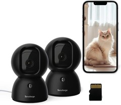 SensForge 2.5K 360° Pan-Tilt WiFi Security Camera, AI Detection, 64GB – 2 PACK