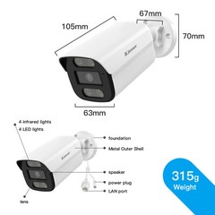 Jennov 4K 8MP PoE IP Camera Weatherproof CCTV Security Camera Night Vision Audio