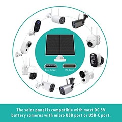 5W Solar Panel for Security Camera Outdoor, 5V USB Solar Panel Charger 1 Pack