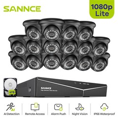 SANNCE H.264+ 16CH DVR 1080P Wired Home Security Camera System Outdoor IR Night
