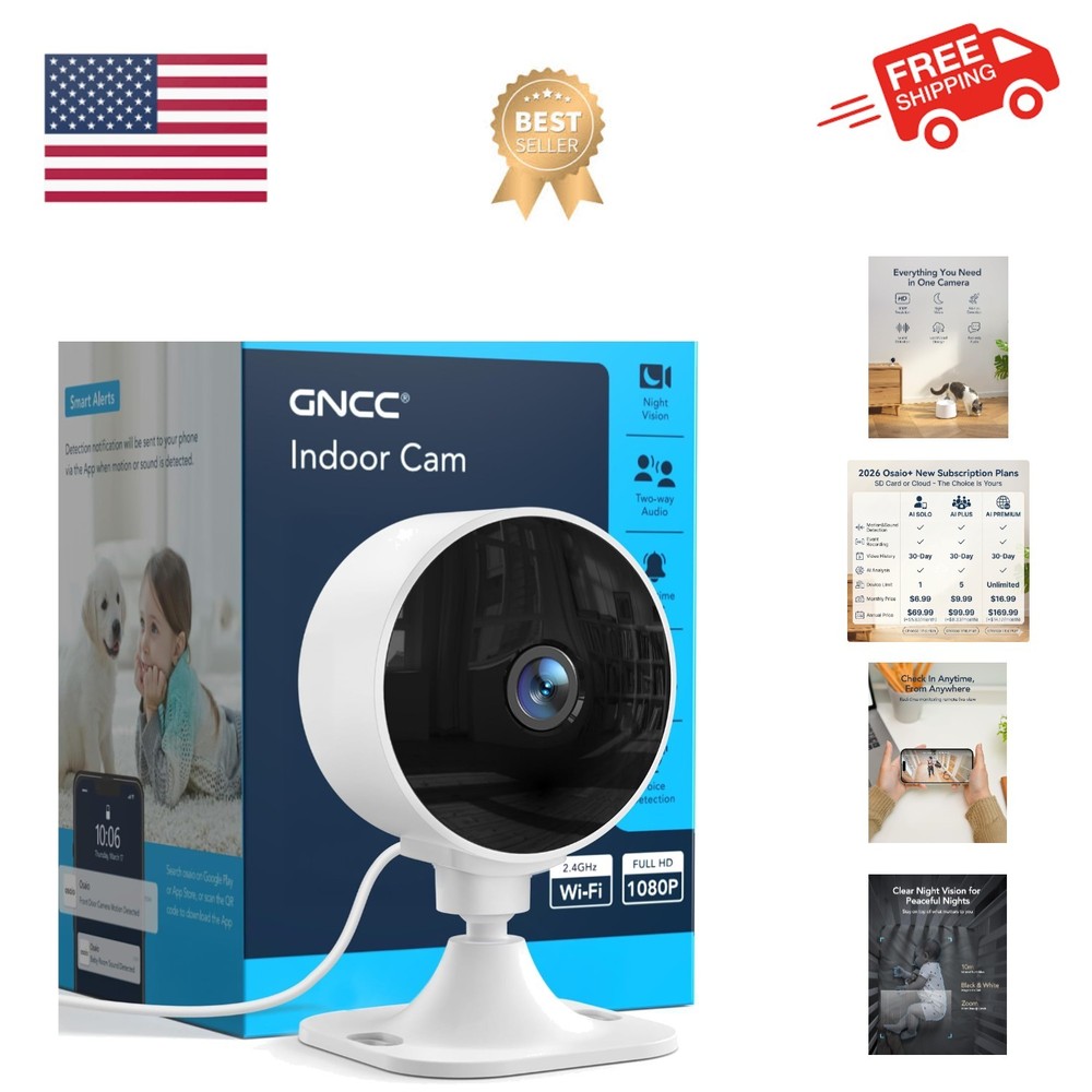Only 2.4GHz Indoor Security Camera, 1080P Cameras for Home Security, Motion D…